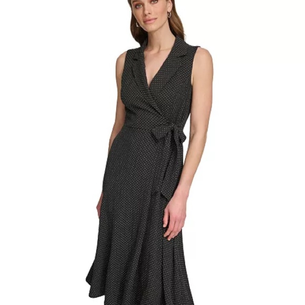 Dkny Women's Printed Tie-Waist Sleeveless A-Line Dress NWT - Picture 3 of 10